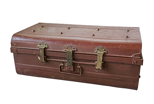 istock Vintage brown suitcase on white background with clipping path 477867233