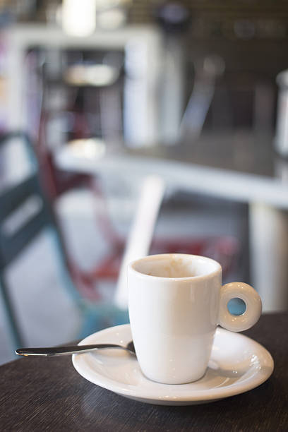 istock Coffee expresso cup spoon and saucer in restaurant cafe bar 477868456