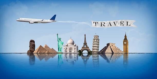 mensagem conceito de viagens em todo o mundo - flying uk england international landmark - fotografias e filmes do acervo