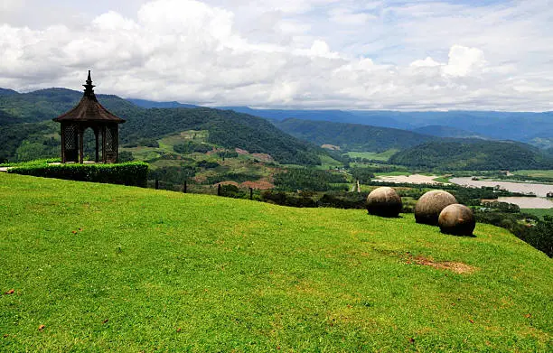 A wooden gazebo overlooking the mountains and valleys of Turrialba, Costa Rica