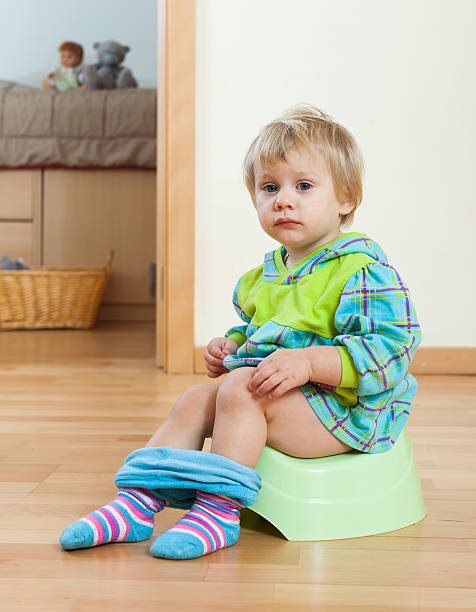 istock Toddler sitting on green potty 477871459