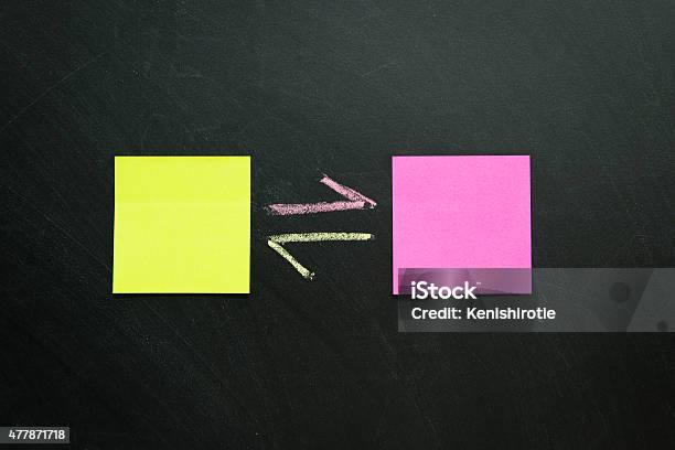 Blank Notes On Blackboard Stock Photo - Download Image Now - 2015, Advice, Arrow Symbol