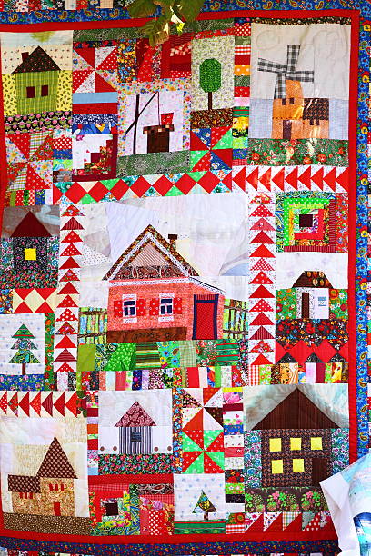 patchwork rustique - christmas quilt craft patchwork photos et images de collection