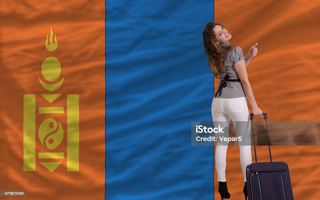tourist travel to mongolia young beautiful woman is traveling to mongolia 2015 Stock Photo