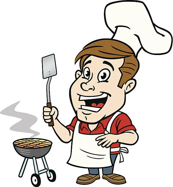 Vector illustration of Man At BBQ