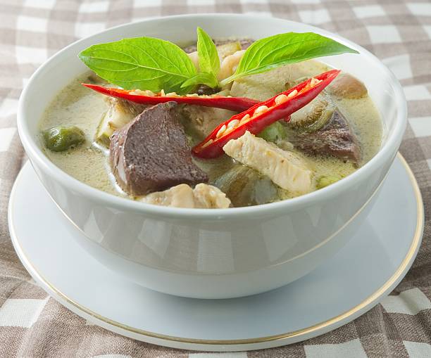 istock Delicious Thai Green Curry with Chicken and Coconut Milk 477876092