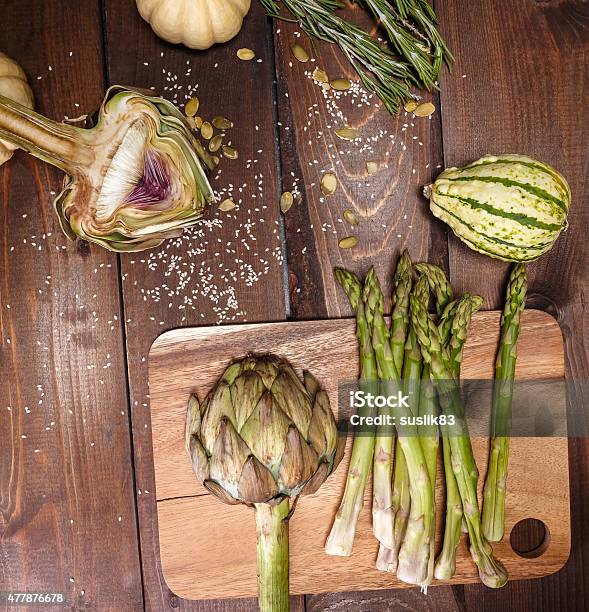 Artochoke And Aspargus Stock Photo - Download Image Now - 2015, Agriculture, Appetizer