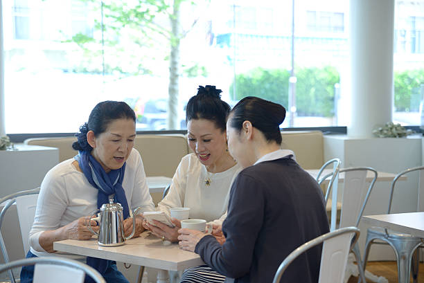 istock Japanese Senior Ladies Talking at a Cafe 477877190