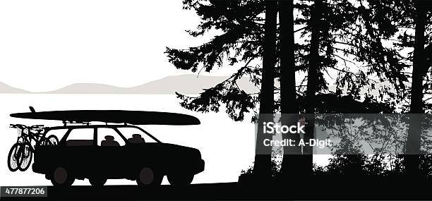 Campground Checking In Stock Illustration - Download Image Now - Car, Bicycle Rack, Paddleboard