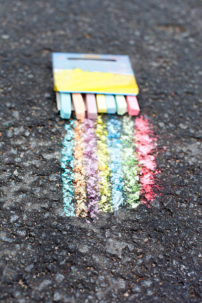 istock Set of colorful chalk  on asphalt 477880339