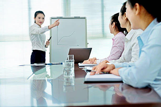 istock Businesswoman giving a presentation 477881062