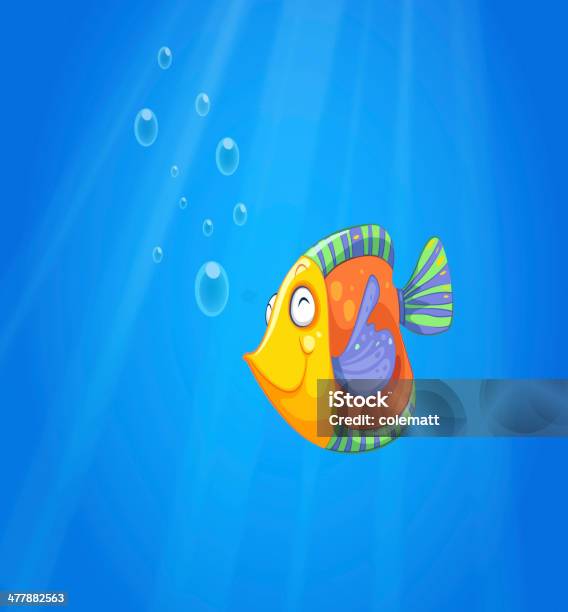 Deep Ocean With A Fish Stock Illustration - Download Image Now - Animal, Animals Hunting, Blue