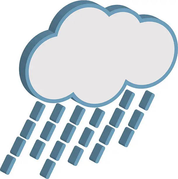 Vector illustration of Cloud with raindrops weather forecast.