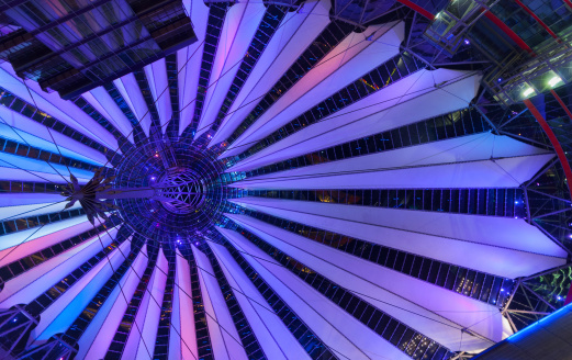 Sony Center illuminated at night, Berlin