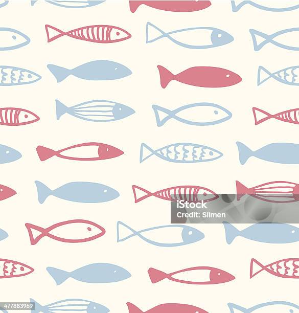 Vetores de Padrão Decorativo Com Peixes Engraçados Desenho e mais imagens de Peixe - Peixe, Padrão, Selo Postal