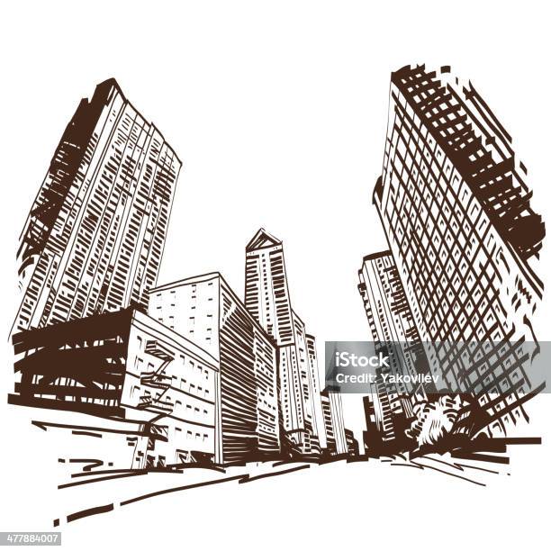 City Hand Drawn Vector Illustration Stock Illustration - Download Image Now - Advertisement, Architecture, Backgrounds