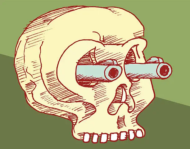 Vector illustration of Skull and guns