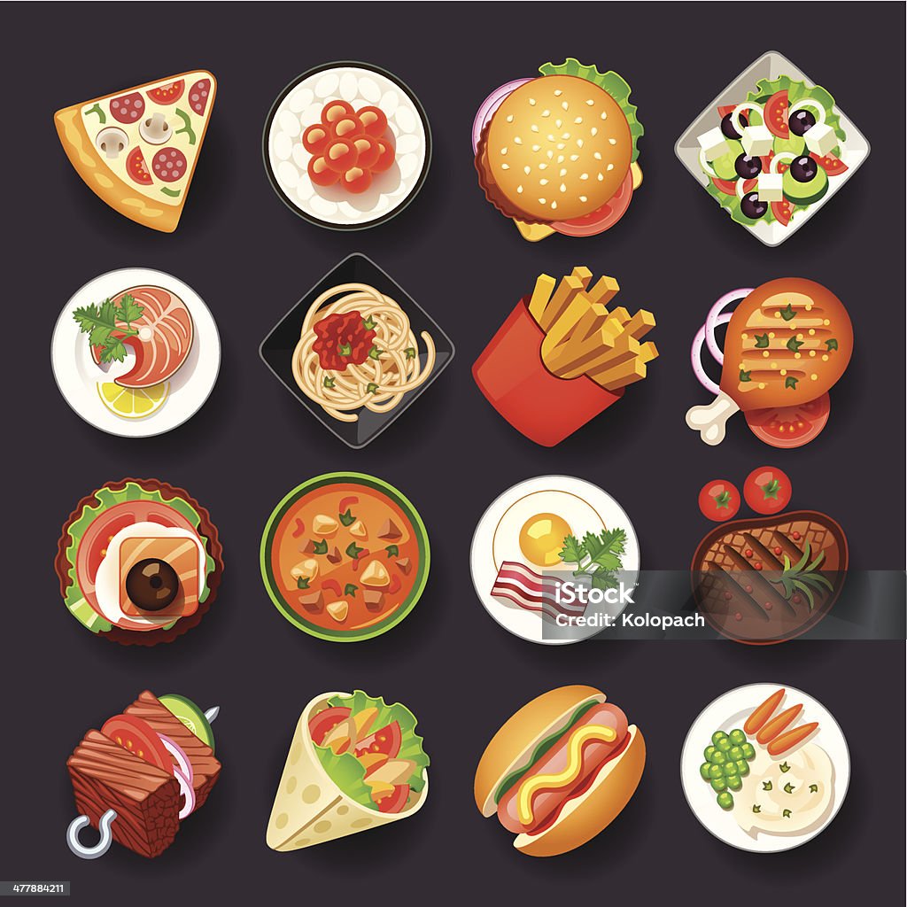 dishes icon set Food stock vector