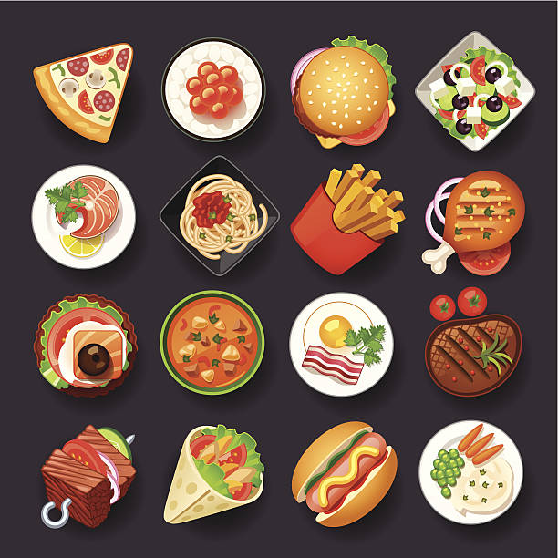 dishes icon set dishes icon set lunch clipart stock illustrations