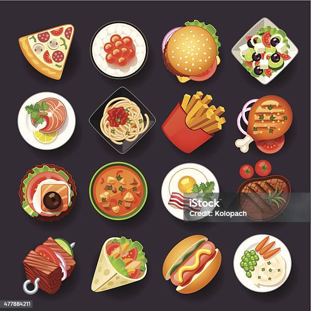 Dishes Icon Set Stock Illustration - Download Image Now - Food, Plate, Icon Symbol