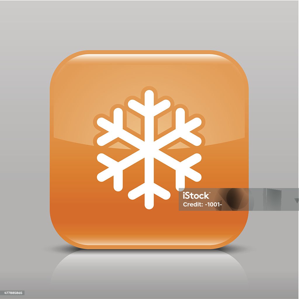 Orange flocon de neige brillant icône de web bouton internet carré - clipart vectoriel de Cryobiologie libre de droits