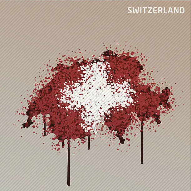Vector illustration of Switzerland Flag Color Paint Graffiti Map Grunge