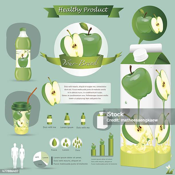 Ilustracja Wektorowa Zielone Jabłko Packageinfographics - Stockowe grafiki wektorowe i więcej obrazów Biały