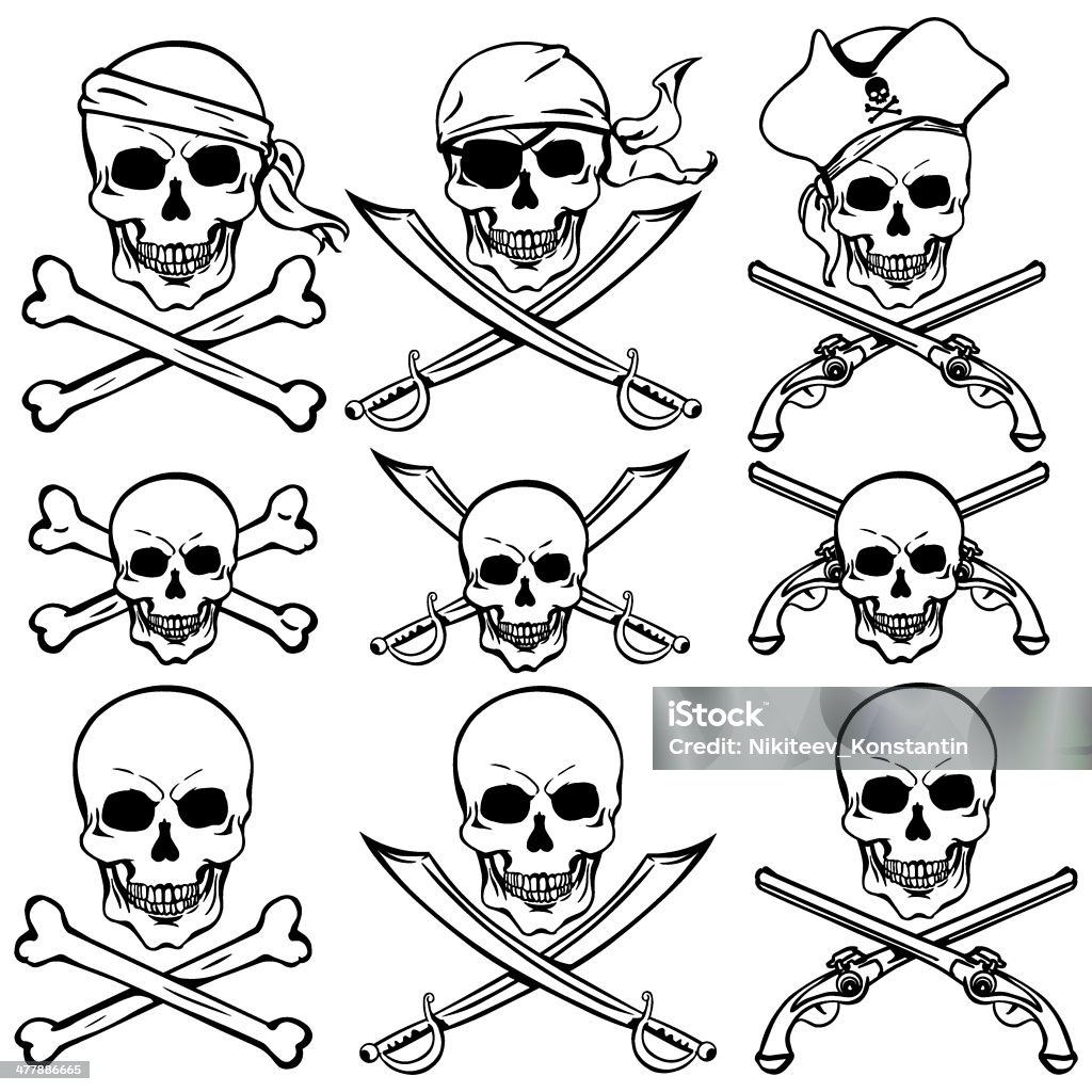 vector set di pirata Capo - arte vettoriale royalty-free di Bandiera dei pirati