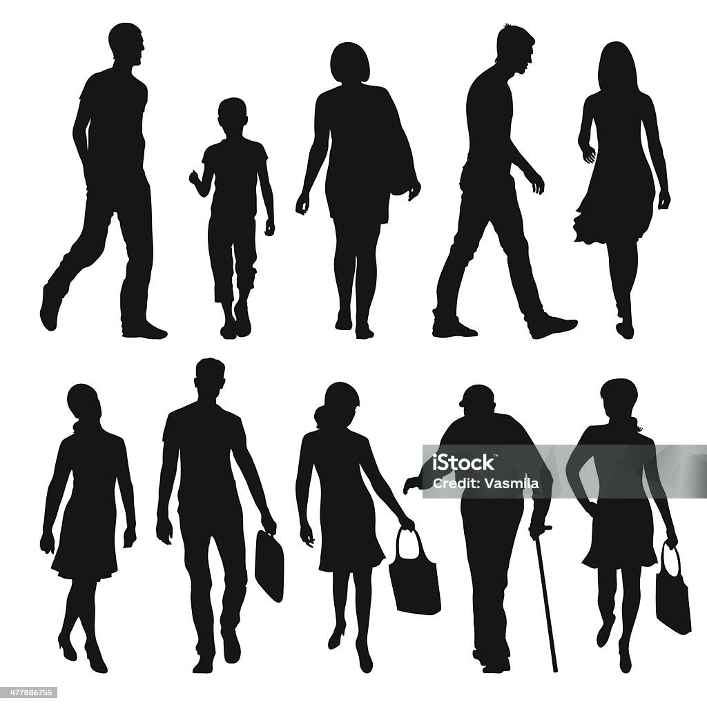 pedestrians silhouettes of people in different poses In Silhouette stock vector