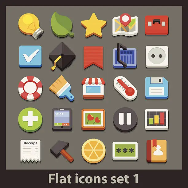 Vector illustration of vector flat icon-set 1