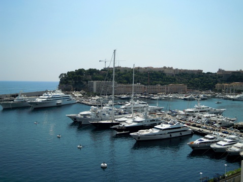 Luxury yachts at Monaco harbor.