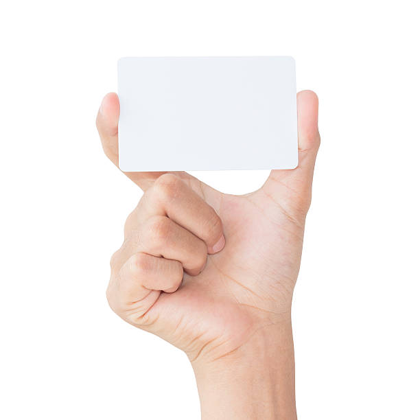 istock closeup hand hold blank card isolated with clipping path 477888938
