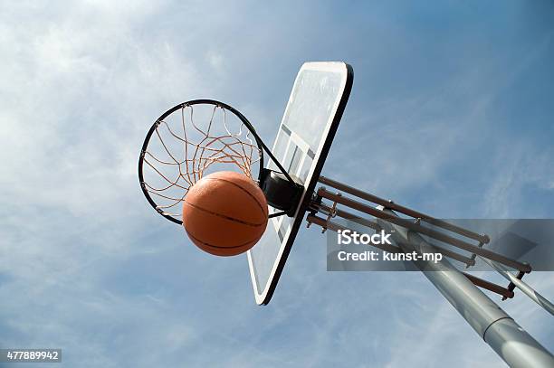 Basket Ball In The Hoop Stock Photo - Download Image Now - Basketball - Sport, Basketball - Ball, Free Throw