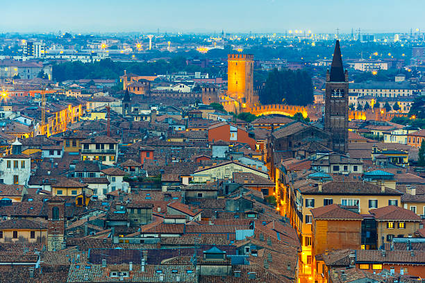 istock Verona skyline at night, Italy 477890610