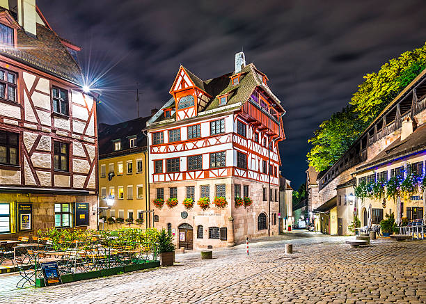 Nuremberg, Germany - September 23, 2013: The Albrecht Durer House at night. The house is a museum and once home to the 16th century renaissance artist Albrecht Durer.