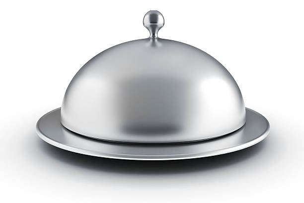 istock 3d silver restaurant cloche on white background 477892465