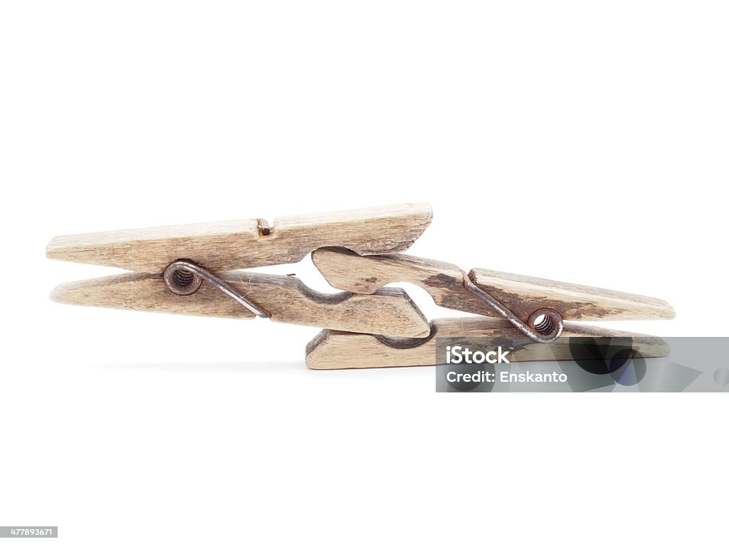 Clavija de madera sobre un fondo blanco - Foto de stock de Abrazadera libre de derechos