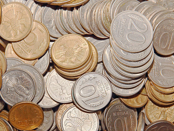 istock Plenty ruble coins taken closeup as background. 477895210