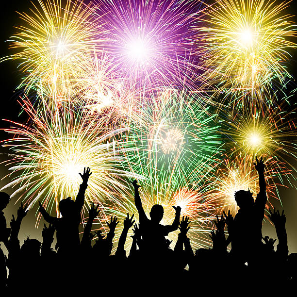 istock fireworks with happy people 477896137