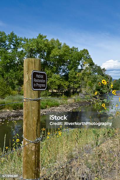 Habitat Restaurierung Schild Von Wildblumen Bach Und Forest Stockfoto und mehr Bilder von Auseinander