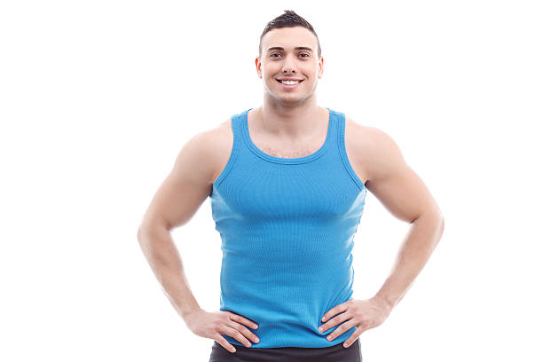 istock Handsome sportsman isolated on white 477898930