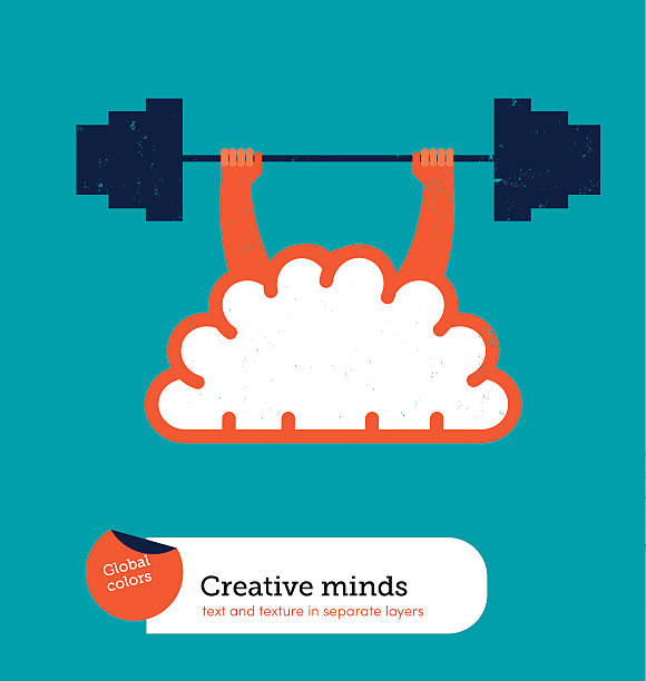 Brain lifting weight vector art illustration