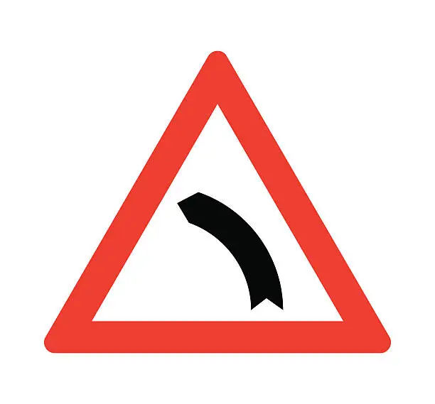 Vector illustration of Left bend sign