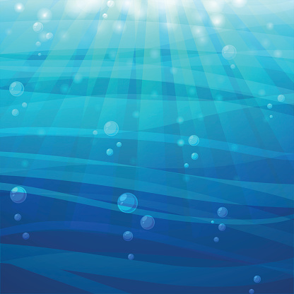 Cartoon Sea Background With Sun Light And Bubbles Vector Stock ...