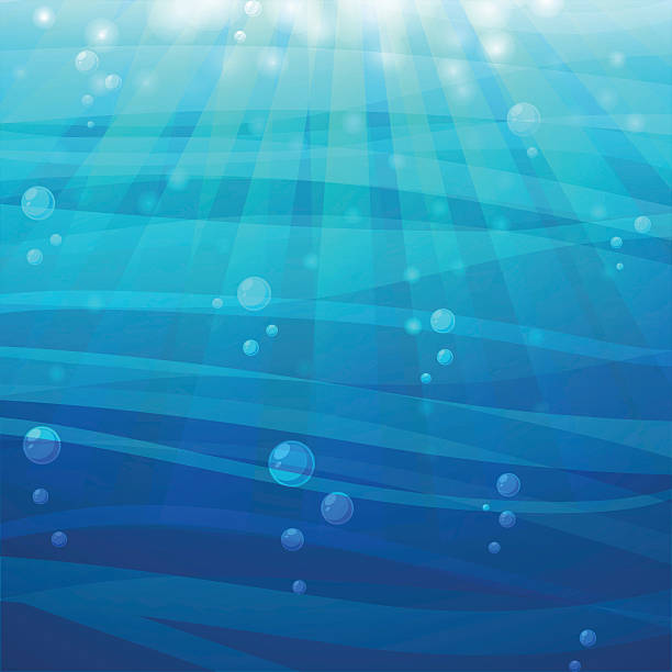 Cartoon sea background with sun light and bubbles. Vector. Cartoon sea background with sun light and bubbles. Vector. river background stock illustrations