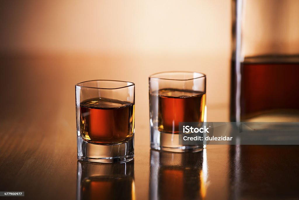 Whiskey Glass of fine whiskey on counter close up Alcohol - Drink Stock Photo