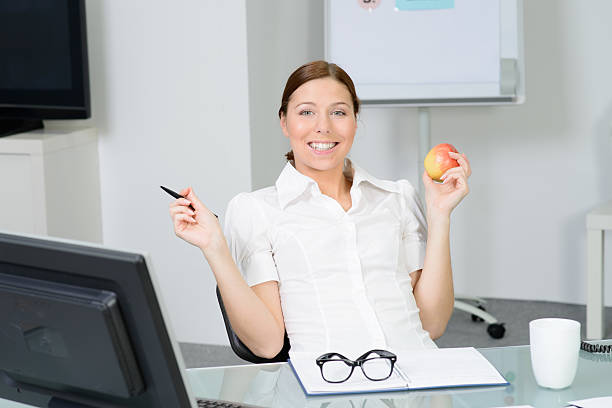 istock business woman in office has a break 477901060