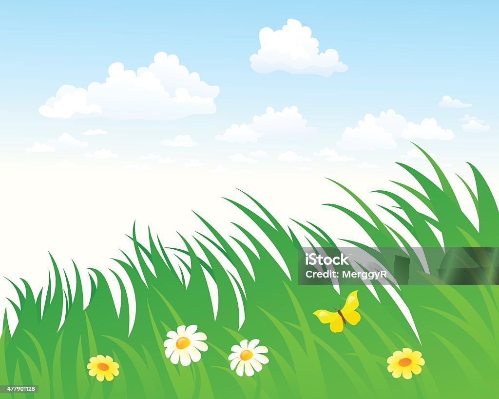 Sky and grass background Vector illustration of summertime sky and grass background. RGB colors. Summer stock vector