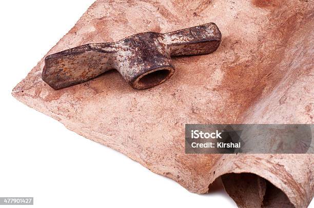 Roll Of Vintage Parchment With Old Rusty Hack Stock Photo - Download Image Now - Aging Process, Arts Culture and Entertainment, Backhoe