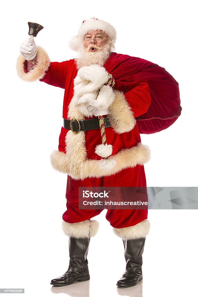 Fotos Vintage reais de Papai Noel mão apertar um sino - Foto de stock de Papai Noel royalty-free